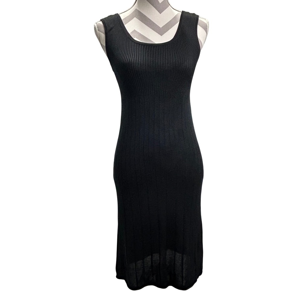 Carole‎ Little Knitwear Silk Knit Black Sleeveless Midi Dress Women's Size S